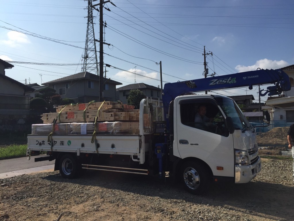 早島町新築工事　土台敷きの写真①